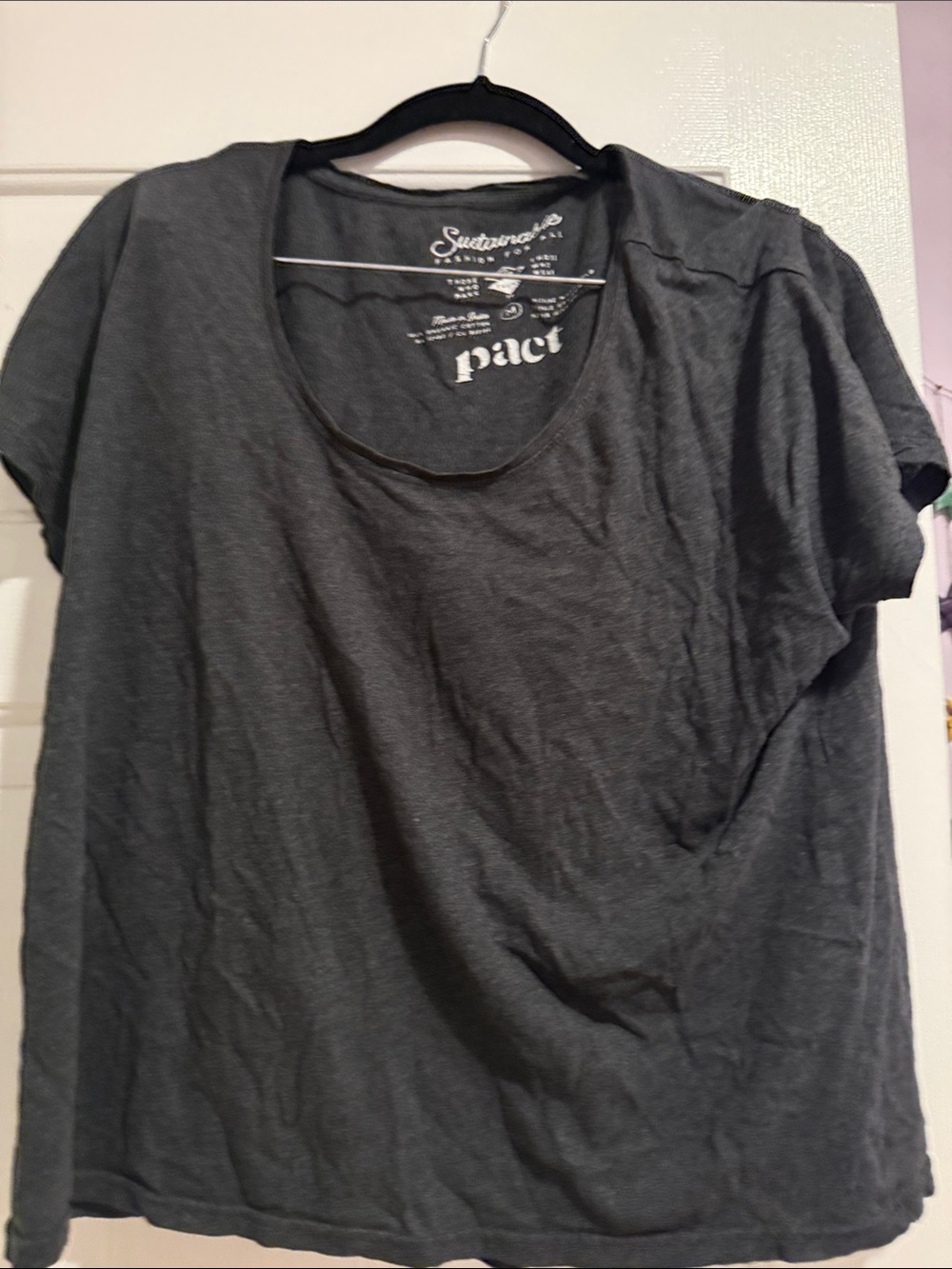 Pact Women’s Charcoal Scoop Neck Short Sleeve Tee